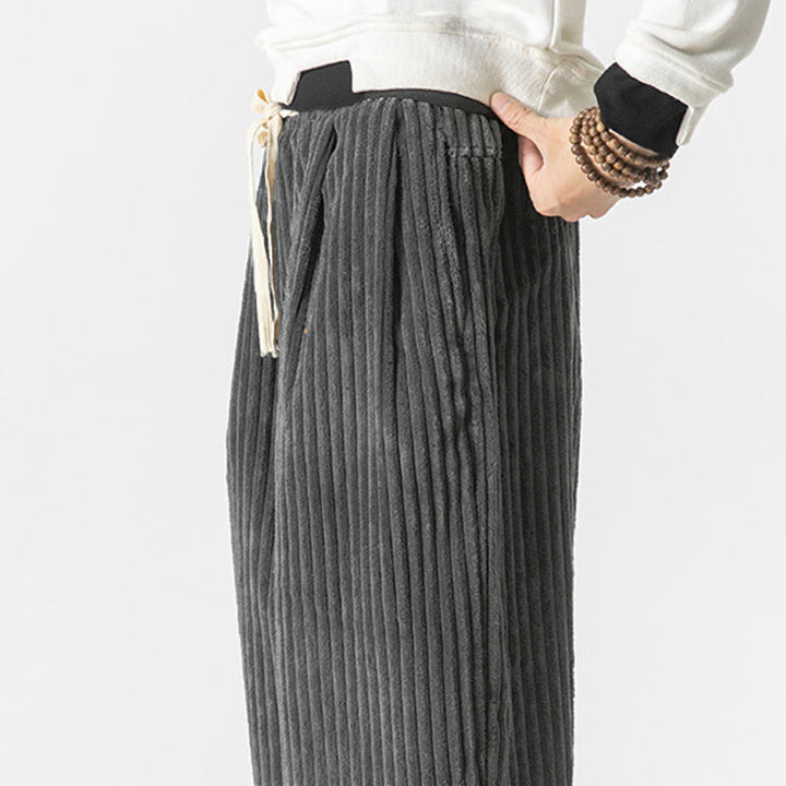 Pantalones harén de pana con cordón y bolsillos para hombre, estilo retro de invierno, con Buddha Stones - image 6