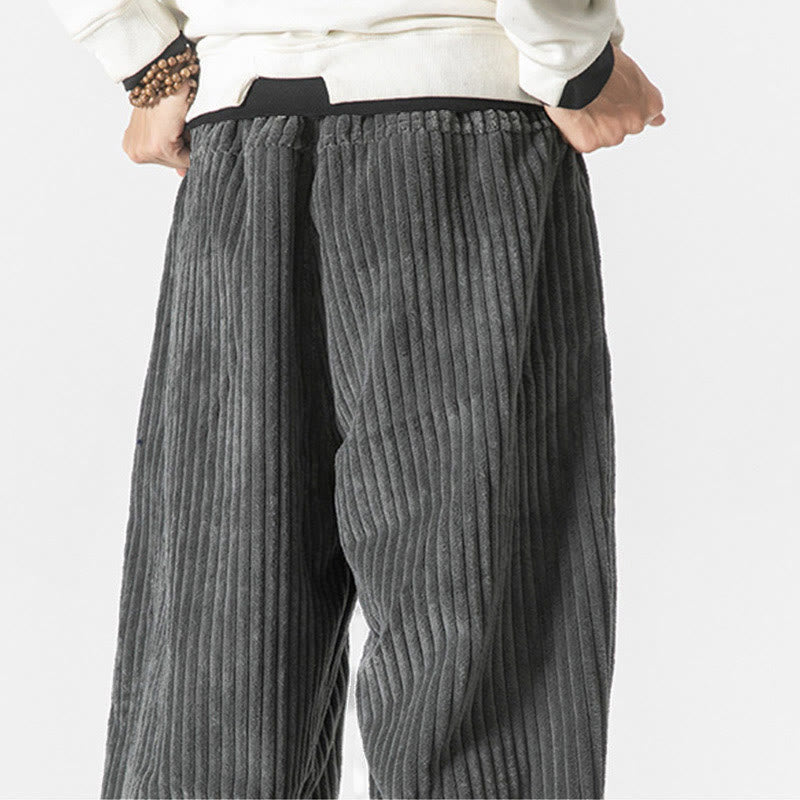 Pantalones harén de pana con cordón y bolsillos para hombre, estilo retro de invierno, con Buddha Stones - image 7