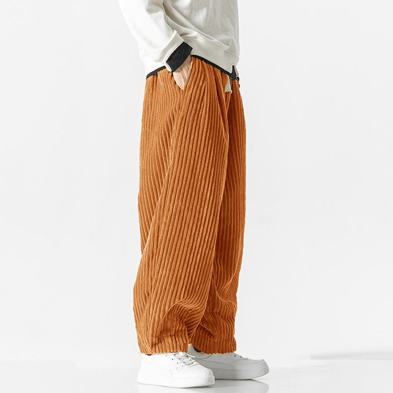 Pantalones harén de pana con cordón y bolsillos para hombre, estilo retro de invierno, con Buddha Stones - image 21