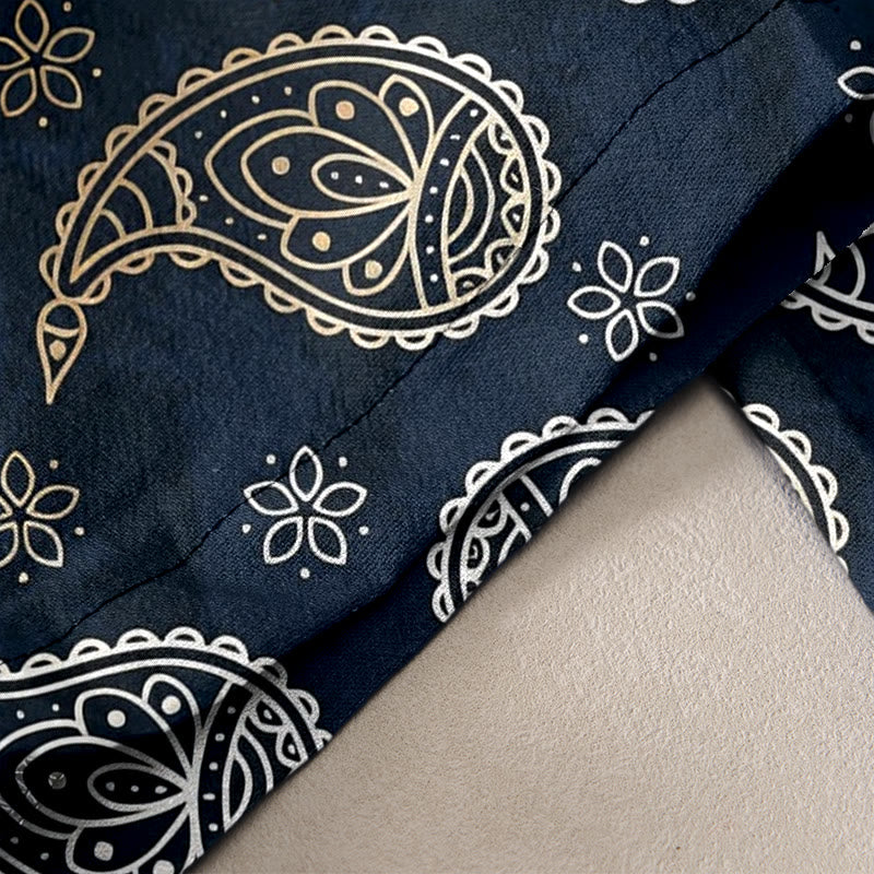 Buddha Stones Pantalones de mujer de algodón puro con elegante estampado paisley, cintura elástica y bolsillos. - image 2