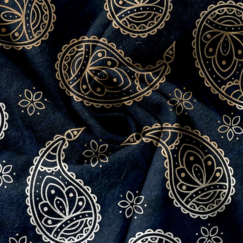 Buddha Stones Pantalones de mujer de algodón puro con elegante estampado paisley, cintura elástica y bolsillos. - image 3