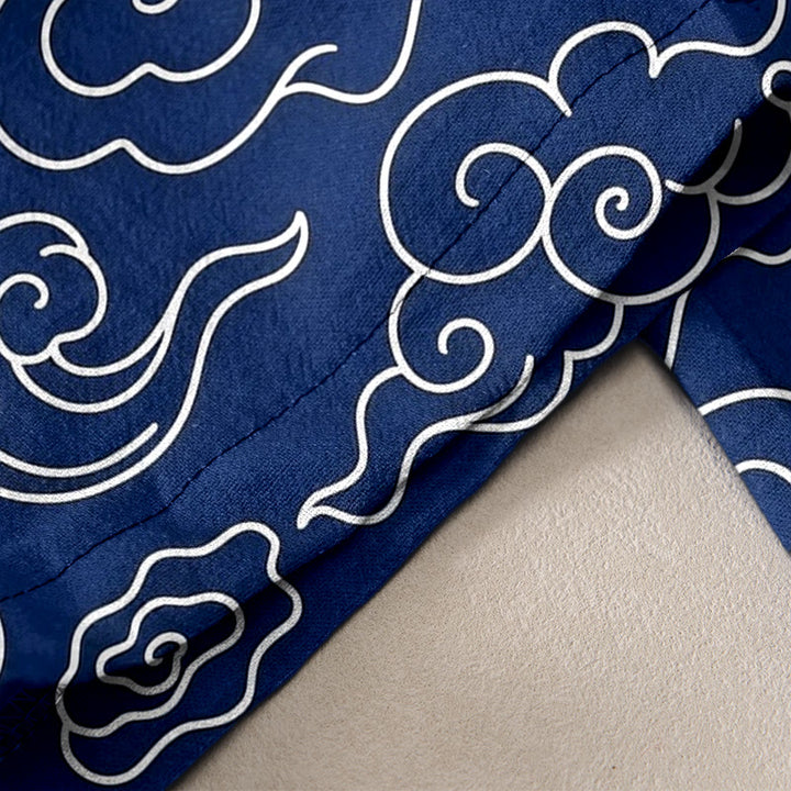 Buddha Stones Pantalones casuales de algodón puro con estampado de nubes auspiciosas para mujer, cintura elástica y bolsillos. - image 3