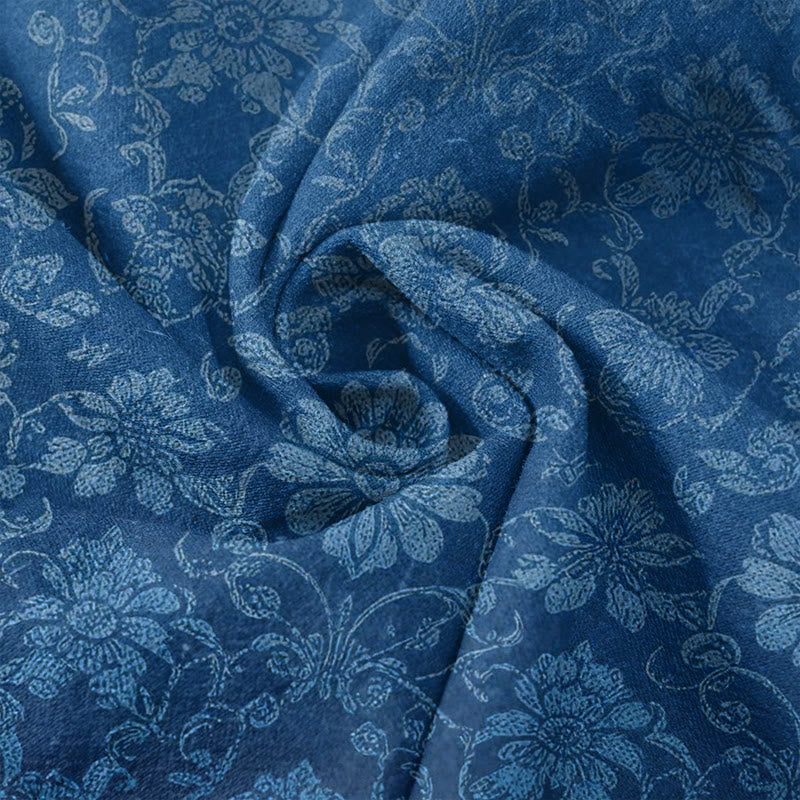 Buddha Stones Pantalones de mujer de algodón puro con estampado floral decorativo retro, cintura elástica y bolsillos. - image 3