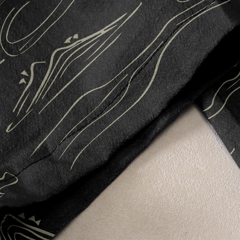 Buddha Stones Pantalones de mujer de algodón con estampado de nubes auspiciosas, estilo casual, con cintura elástica y bolsillos. - image 2