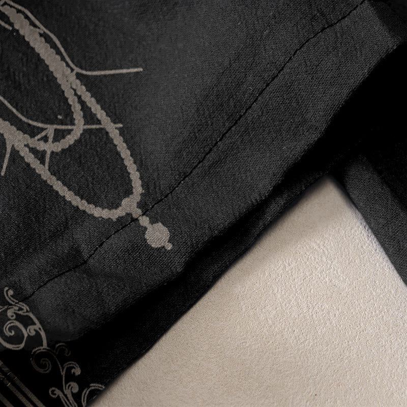 Buddha Stones Pantalones de mujer de algodón con cintura elástica y bolsillos, con diseño de flores de loto, doble dorje, vajra, namasté om. - image 2