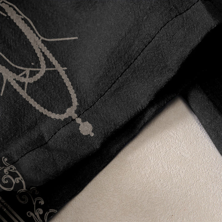 Buddha Stones Pantalones de mujer de algodón con cintura elástica y bolsillos, con diseño de flores de loto, doble dorje, vajra, namasté om. - image 2