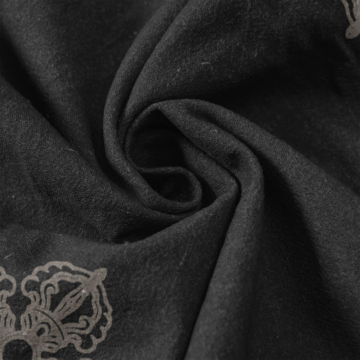 Buddha Stones Pantalones de mujer de algodón con cintura elástica y bolsillos, con diseño de flores de loto, doble dorje, vajra, namasté om. - image 3