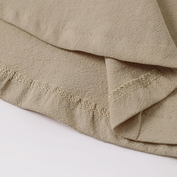 Buddha Stones Camiseta de manga corta con cuello de muesca y bordados para hombre, de algodón y lino, ideal para el verano. - image 9