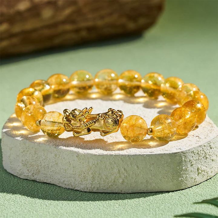Buddha Stones Pulsera de citrino natural PiXiu para la prosperidad - image 3