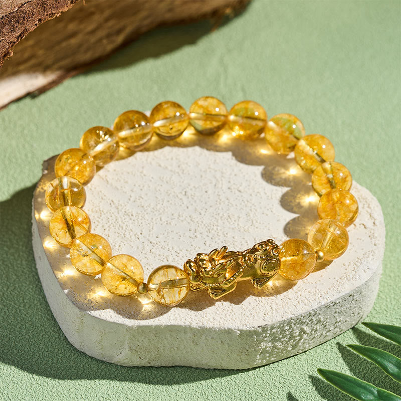 Buddha Stones Pulsera de citrino natural PiXiu para la prosperidad - image 2