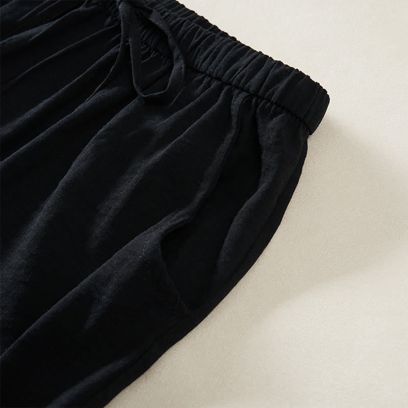 Buddha Stones Pantalones de mujer de pierna ancha con bolsillos y diseño sencillo con cordón ajustable. - image 10