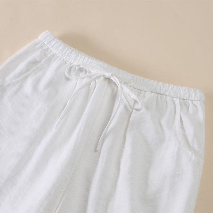 Buddha Stones Pantalones de mujer de pierna ancha con bolsillos y diseño sencillo con cordón ajustable. - image 20