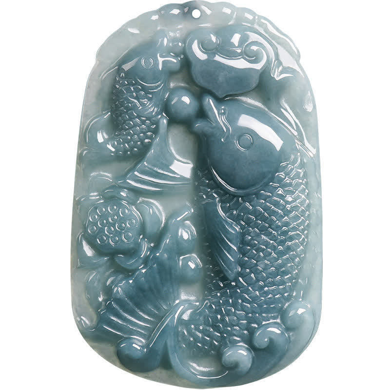 Buddha Stones Colgante de cuerda con forma de doble pez koi tallado en jade natural, símbolo de prosperidad. - image 10