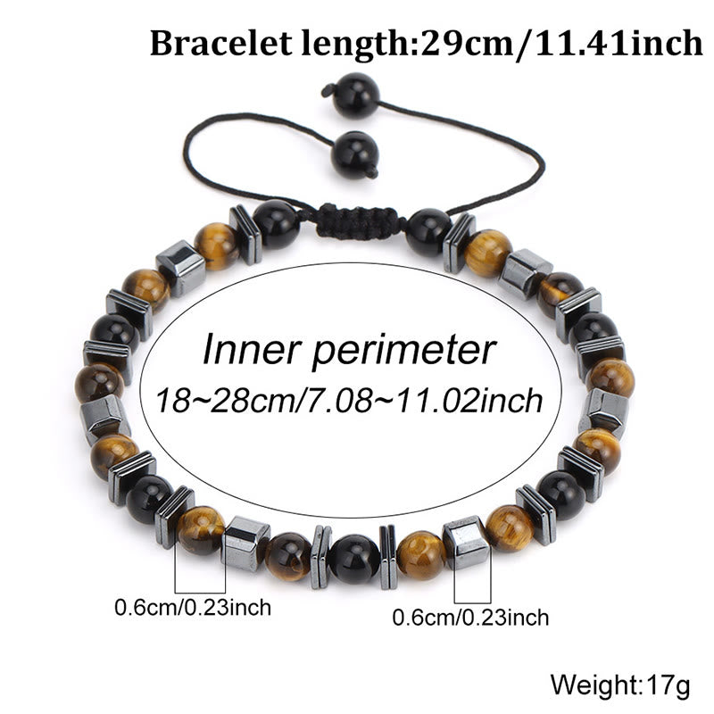 Buddha Stones Pulsera de soporte de hematita, obsidiana negra y ojo de tigre natural - image 9
