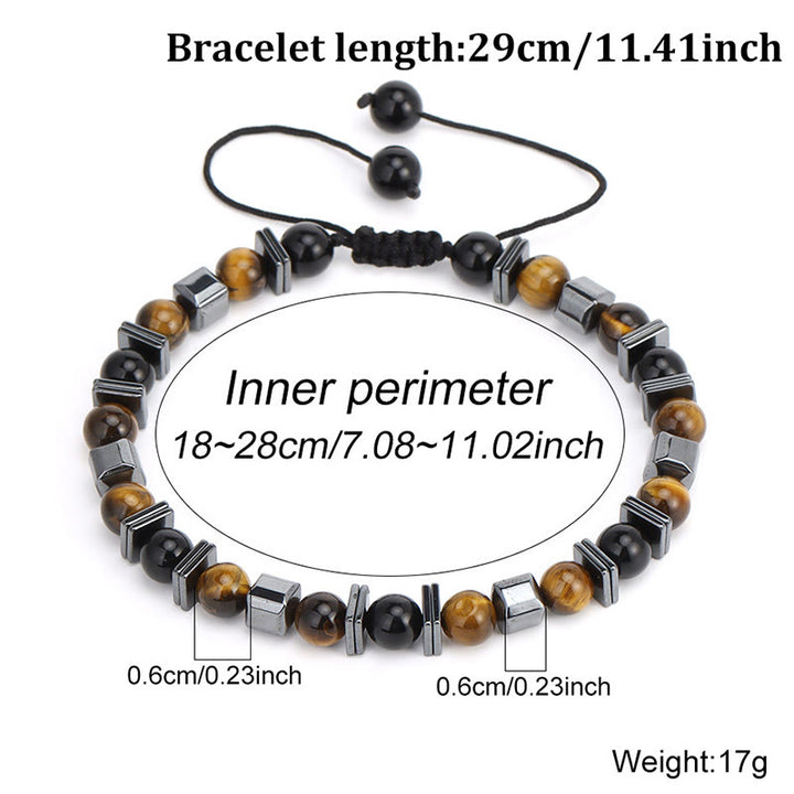 Buddha Stones Pulsera de soporte de hematita, obsidiana negra y ojo de tigre natural - image 9