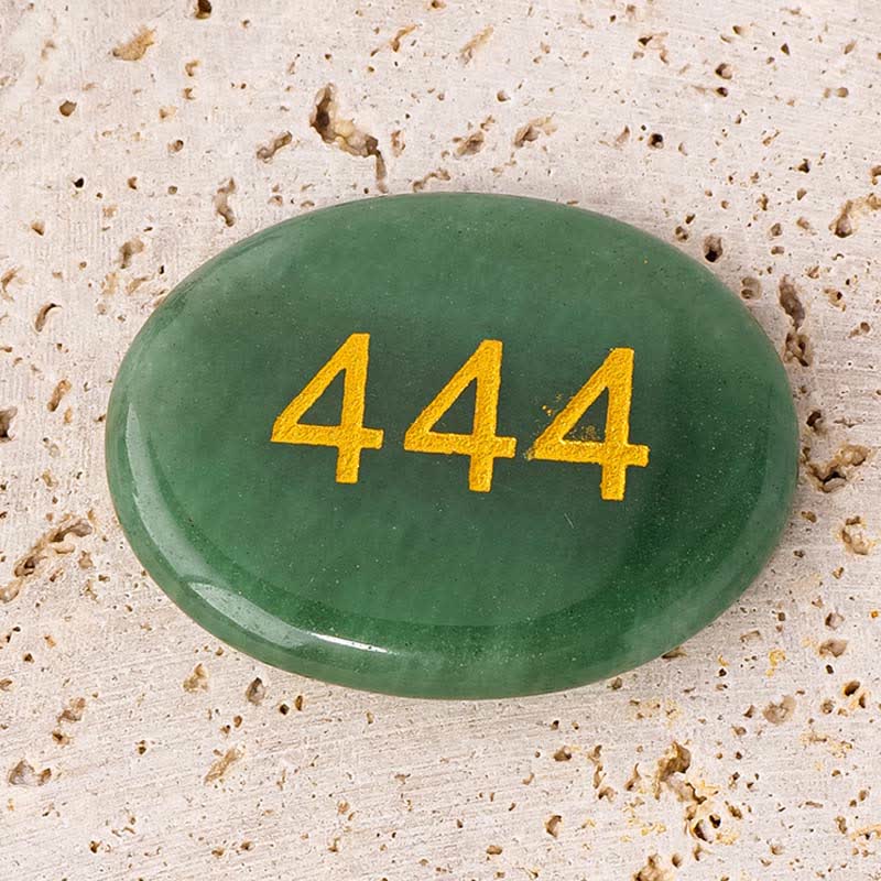 Buddha Stones Números angelicales, cristal blanco, jaspe rojo, cristal rosa, aventurina verde, piedra de palma para meditación - Número de ángel 444 y aventurina verde 4,5*3,5*0,7 cm - image 14