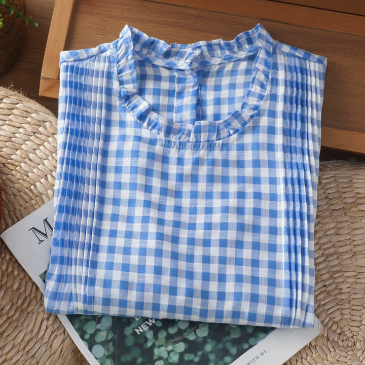 Buddha Stones Camiseta sin mangas de mujer con cuello redondo, volantes y diseño de botones en la espalda, ideal para el verano. - image 11