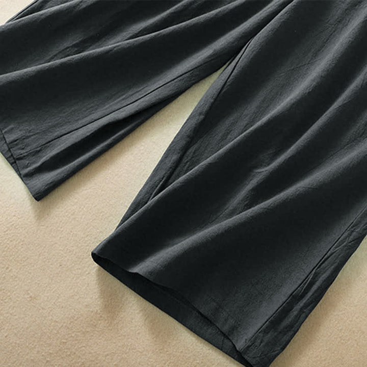 Buddha Stones Pantalones capri de algodón de talle alto y pierna ancha con bolsillos para mujer. - image 22