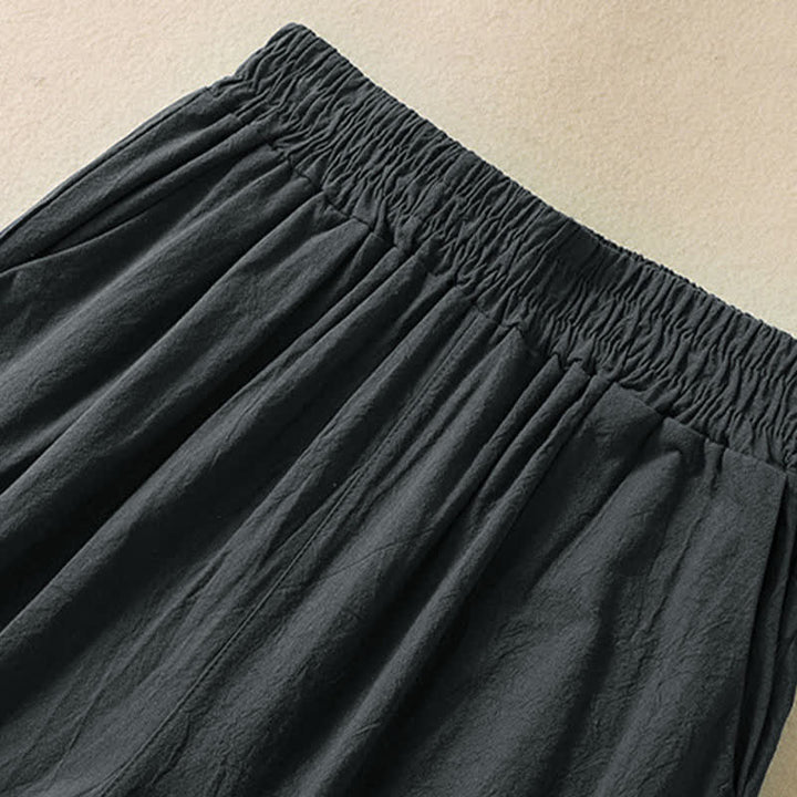 Buddha Stones Pantalones capri de algodón de talle alto y pierna ancha con bolsillos para mujer. - image 19