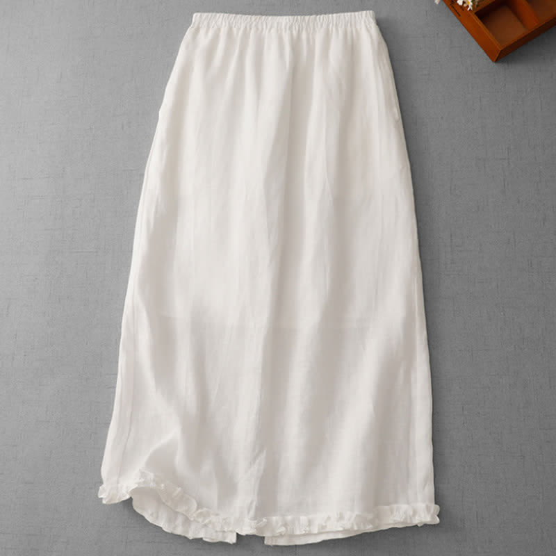 Buddha Stones Falda capri para mujer con forro, cintura elástica, bajo plisado y bolsillos. - Blanco - US8-10，UK/AU12-14，EU40-42 (2XL) - image 9