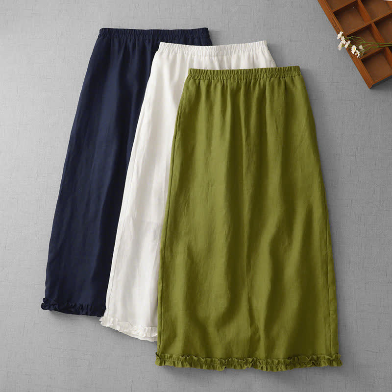 Buddha Stones Falda capri para mujer con forro, cintura elástica, bajo plisado y bolsillos. - image 19