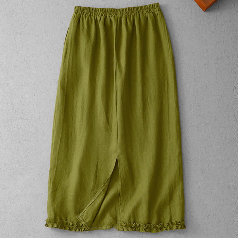 Buddha Stones Falda capri para mujer con forro, cintura elástica, bajo plisado y bolsillos. - image 1