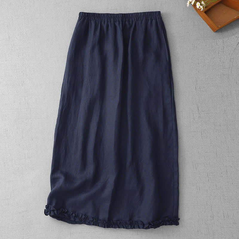 Buddha Stones Falda capri para mujer con forro, cintura elástica, bajo plisado y bolsillos. - Azul medianoche - US8-10，UK/AU12-14，EU40-42 (2XL) - image 16