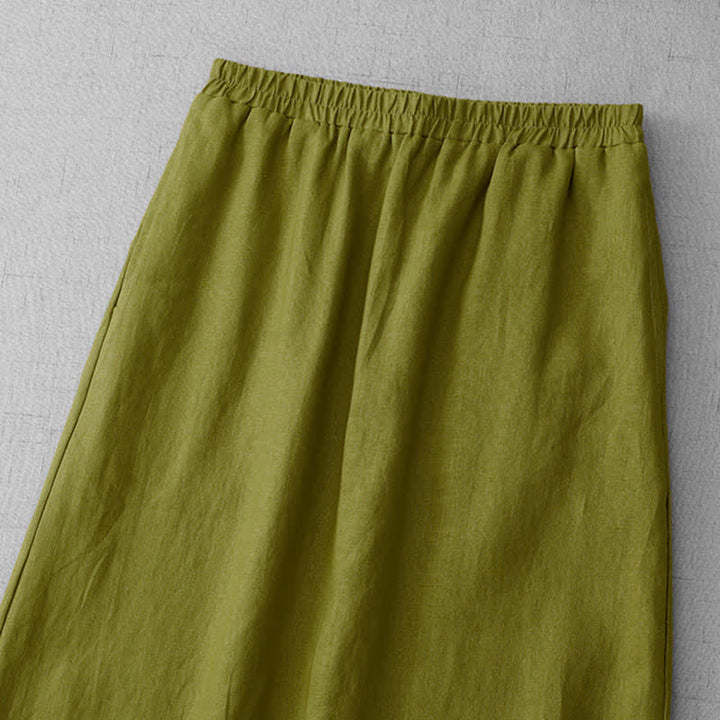 Buddha Stones Falda capri para mujer con forro, cintura elástica, bajo plisado y bolsillos. - image 2