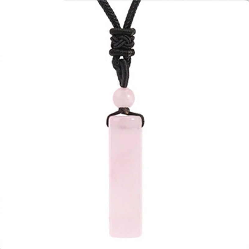 Buddha Stones Varios colgantes cilíndricos de cuarzo rosa cristalino, aventurina verde y amatista para collares de sanación - Cuarzo rosa - image 11