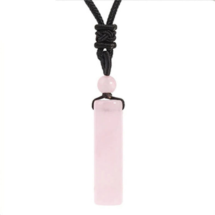 Buddha Stones Varios colgantes cilíndricos de cuarzo rosa cristalino, aventurina verde y amatista para collares de sanación - Cuarzo rosa - image 11