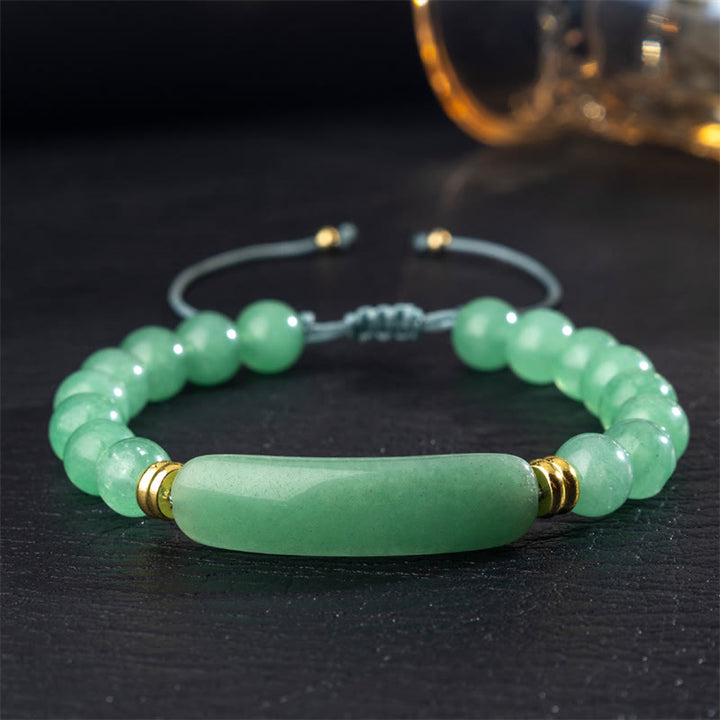 Buddha Stones Pulsera de transformación positiva con aventurina verde amatista, ojo de tigre y cuarzo fresa - Aventurina verde (circunferencia de la muñeca: 14-18 cm) - image 0
