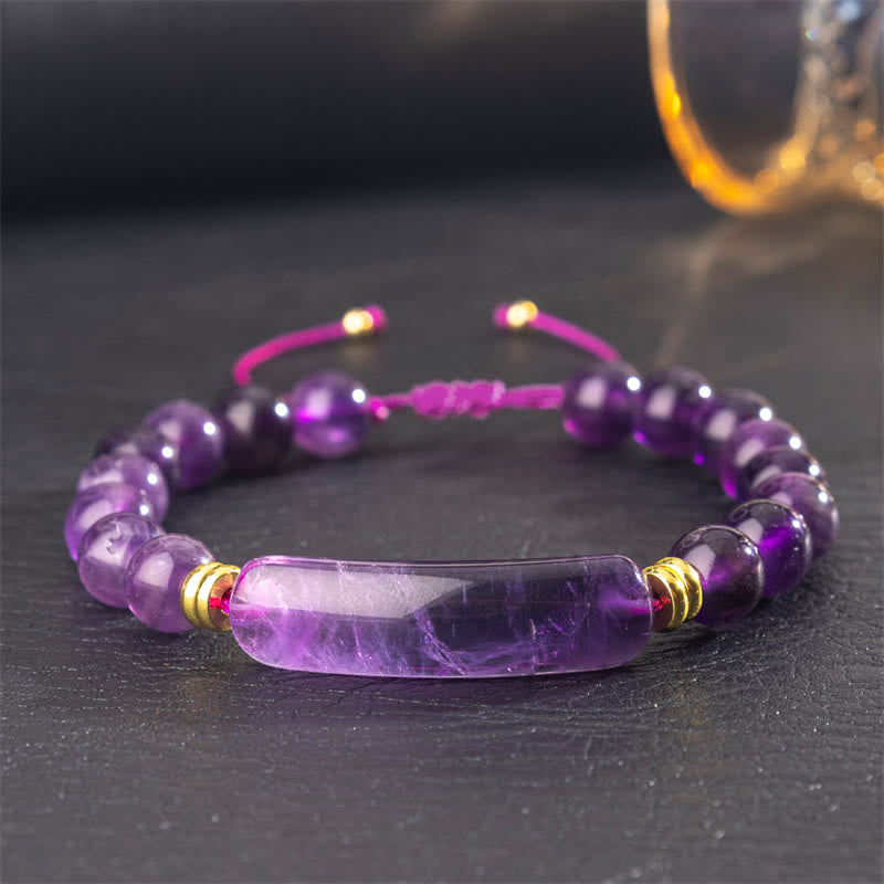 Buddha Stones Pulsera de transformación positiva con aventurina verde amatista, ojo de tigre y cuarzo fresa - Amatista (circunferencia de la muñeca: 14-18 cm) - image 5