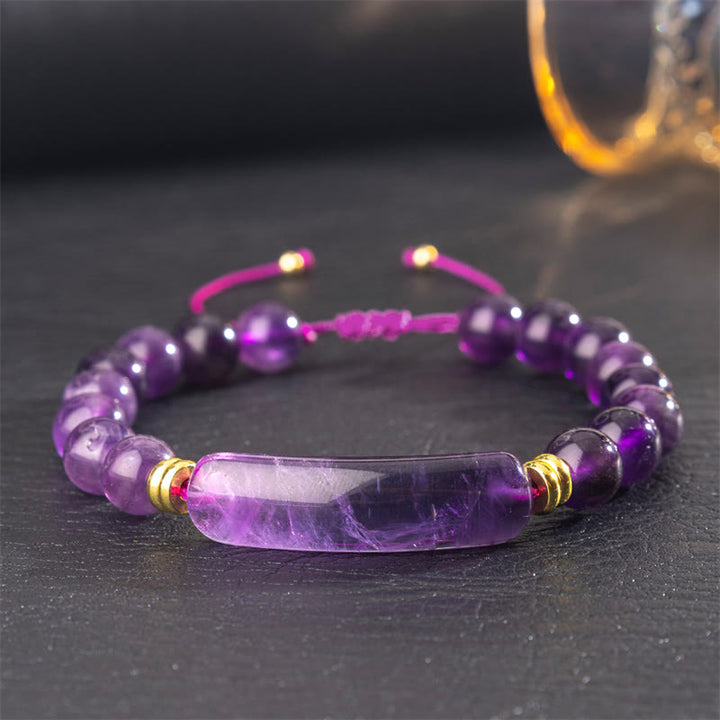 Buddha Stones Pulsera de transformación positiva con aventurina verde amatista, ojo de tigre y cuarzo fresa - Amatista (circunferencia de la muñeca: 14-18 cm) - image 5