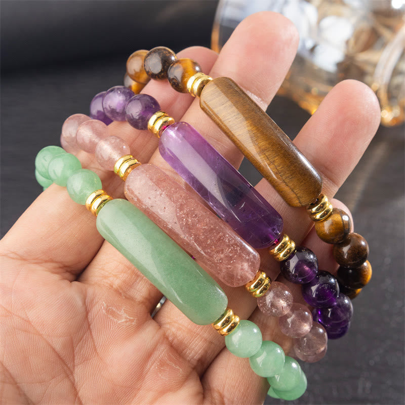 Buddha Stones Pulsera de transformación positiva con aventurina verde amatista, ojo de tigre y cuarzo fresa - image 11