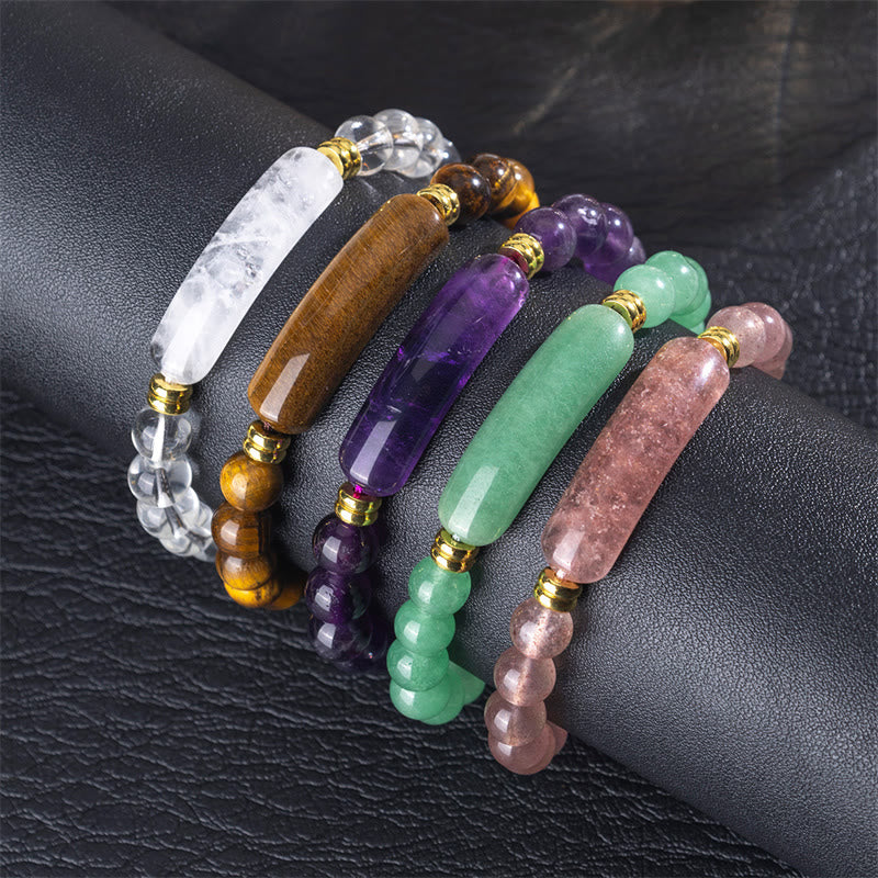 Buddha Stones Pulsera de transformación positiva con aventurina verde amatista, ojo de tigre y cuarzo fresa - image 1