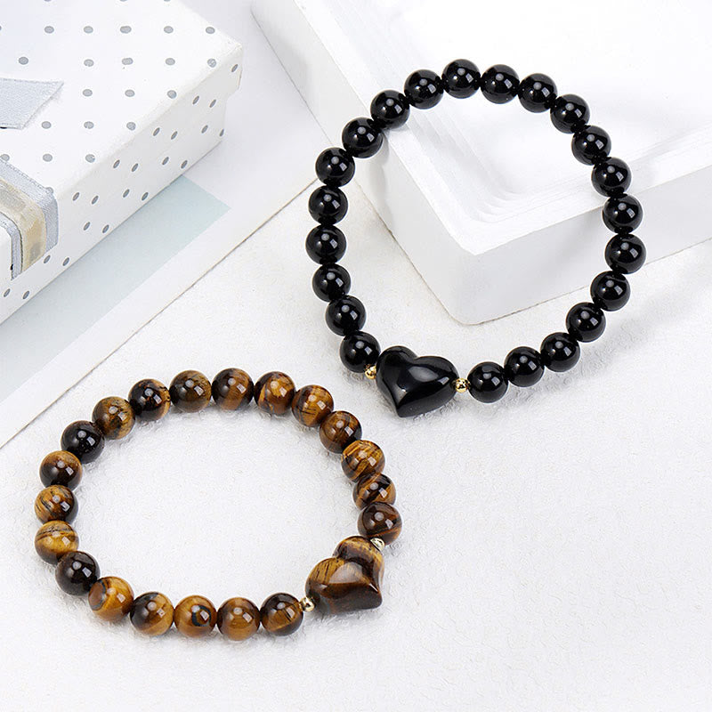 Buddha Stones Pulsera espiritual de corazón de amor con aventurina verde amatista natural, ojo de tigre y cuarzo fresa. - image 45