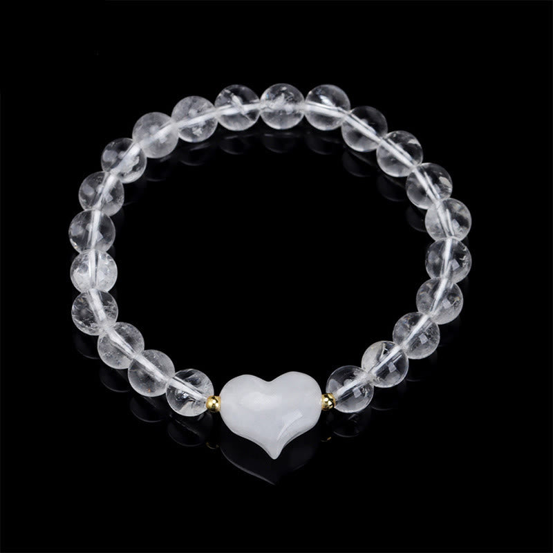 Buddha Stones Pulsera espiritual de corazón de amor con aventurina verde amatista natural, ojo de tigre y cuarzo fresa. - Cristal blanco (circunferencia de la muñeca: 14-16 cm) - image 34