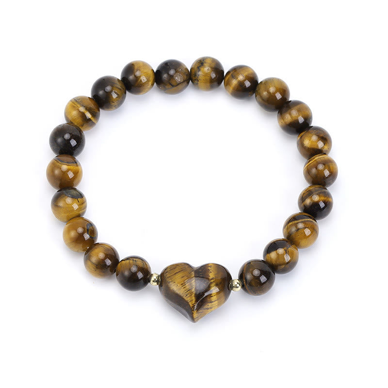 Buddha Stones Pulsera espiritual de corazón de amor con aventurina verde amatista natural, ojo de tigre y cuarzo fresa. - Ojo de tigre (circunferencia de la muñeca: 14-16 cm) - image 32