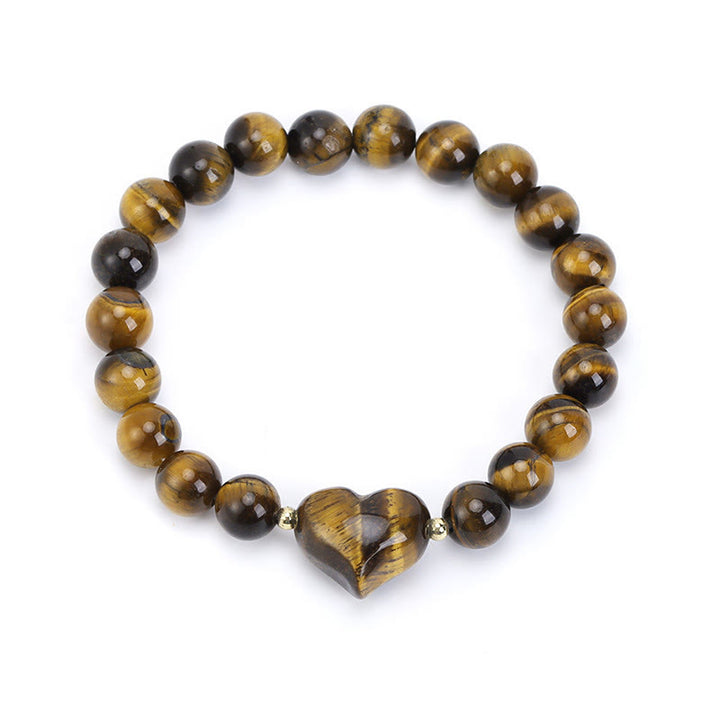 Buddha Stones Pulsera espiritual de corazón de amor con aventurina verde amatista natural, ojo de tigre y cuarzo fresa. - Ojo de tigre (circunferencia de la muñeca: 14-16 cm) - image 32