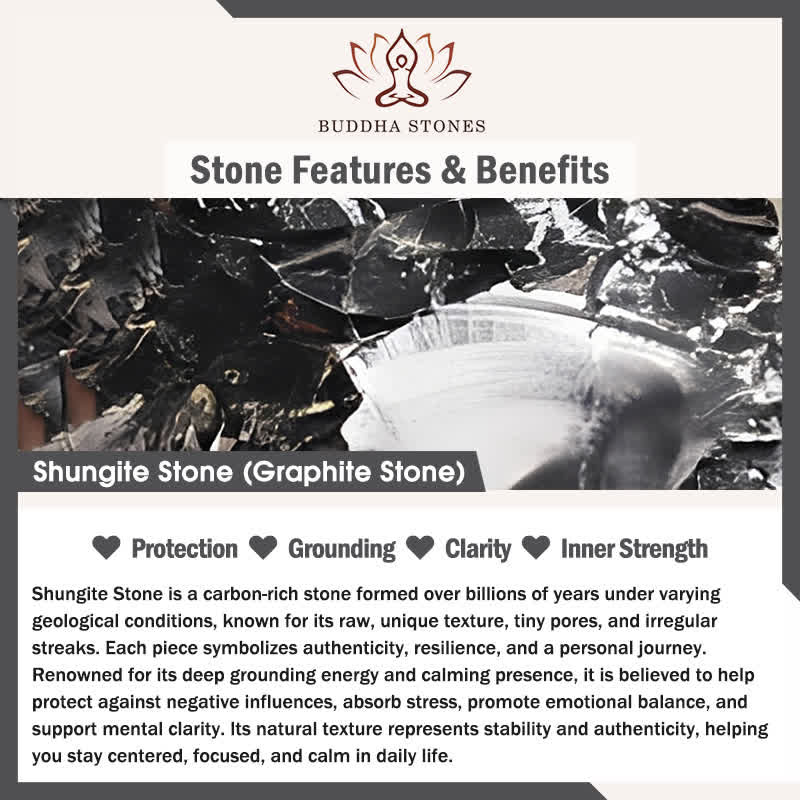 Collar con colgante de piedra de shungita auténtica, redonda y geométrica , con Buddha Stones y fuerza interior - image 5