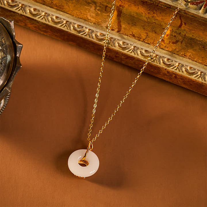 Buddha Stones Collar con colgante de plata de ley 925 con hebilla de peonía y jade blanco Hetian, símbolo de bendición. - image 8