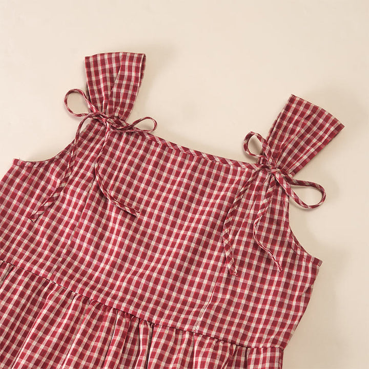 Buddha Stones Vestido de verano sin mangas a cuadros, por debajo de la rodilla, con bolsillos. - image 3
