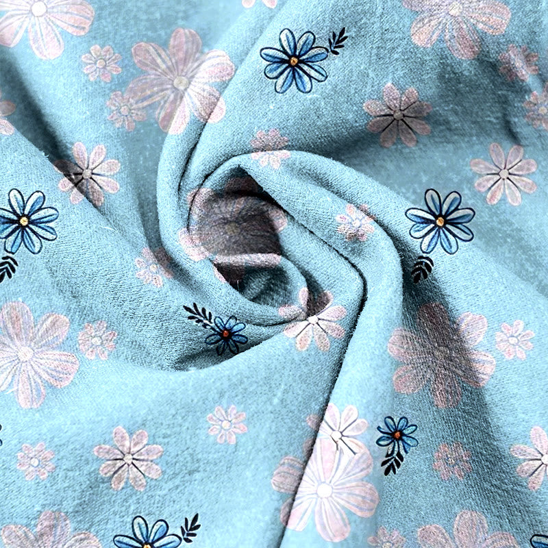 Buddha Stones Pantalones de mujer de algodón puro con estampado de margaritas, cintura elástica y bolsillos. - image 2