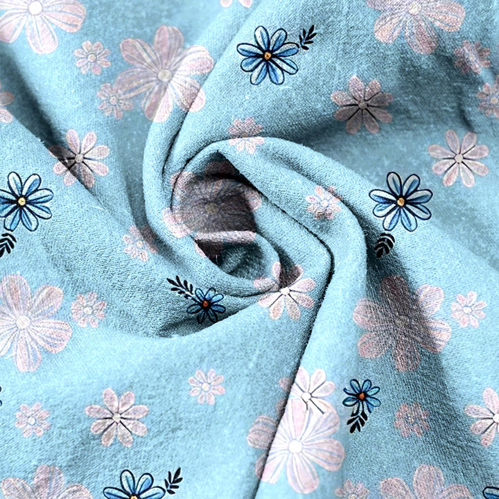 Buddha Stones Pantalones de mujer de algodón puro con estampado de margaritas, cintura elástica y bolsillos. - image 2