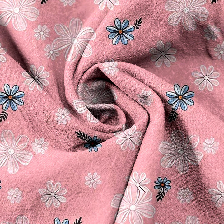 Buddha Stones Pantalones de mujer de algodón puro con estampado de margaritas, cintura elástica y bolsillos. - image 5