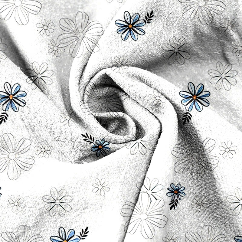 Buddha Stones Pantalones de mujer de algodón puro con estampado de margaritas, cintura elástica y bolsillos. - image 8