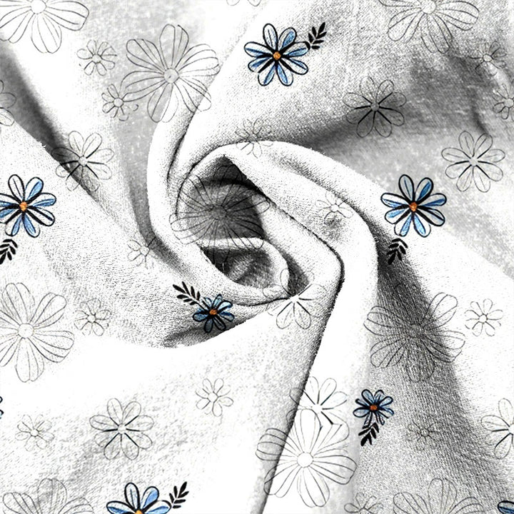 Buddha Stones Pantalones de mujer de algodón puro con estampado de margaritas, cintura elástica y bolsillos. - image 8