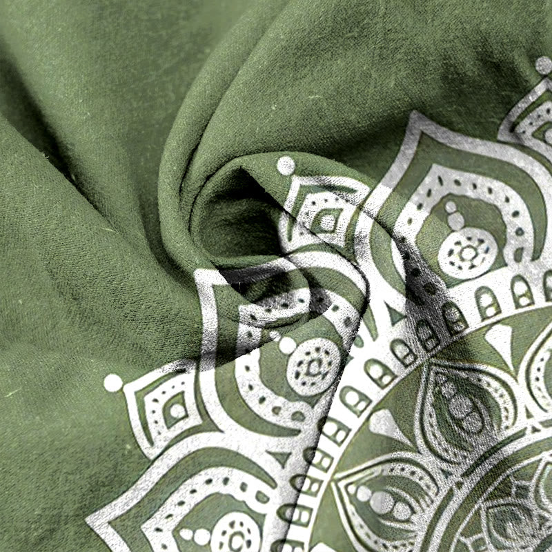 Buddha Stones Pantalones de mujer de algodón puro con estampado de mandala, cintura elástica y bolsillos. - image 8