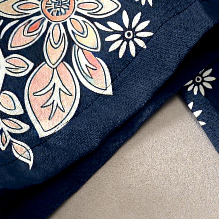 Buddha Stones Pantalones de mujer de algodón puro con estampado paisley de loto, cintura elástica y bolsillos. - image 2