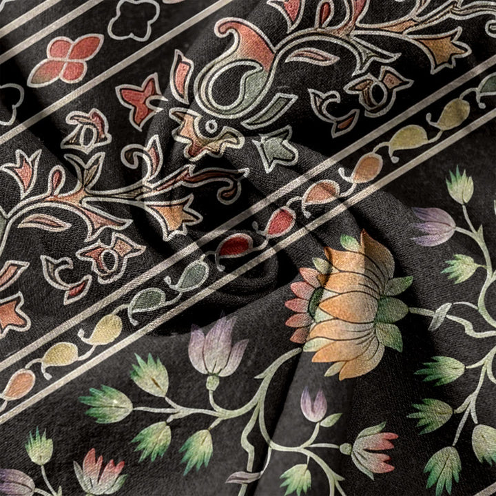 Buddha Stones Pantalones de mujer de algodón puro con estampado paisley de loto, cintura elástica y bolsillos. - image 11